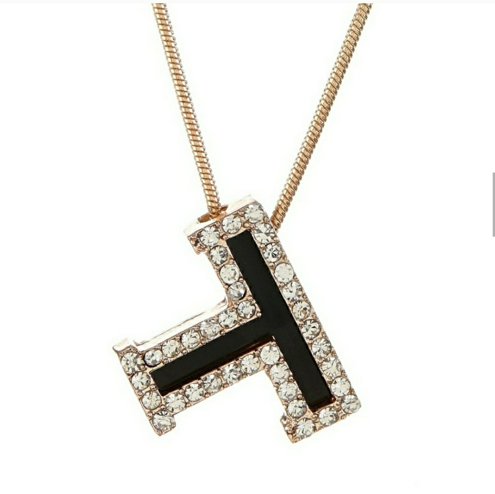 Gold Necklace Initial Letter in "3D" Background - Picture 3 of 7